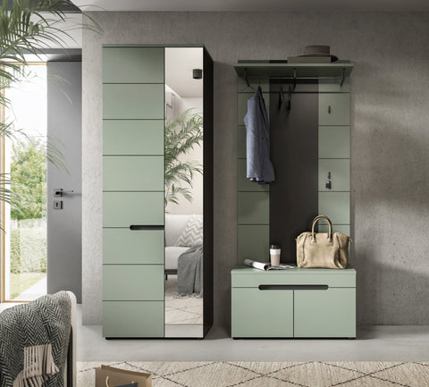 Rootz Wardrobe Combination - Closet Organizer - Storage Solution - Space Saver - Green Finish - 160cm x 190cm x 37cm