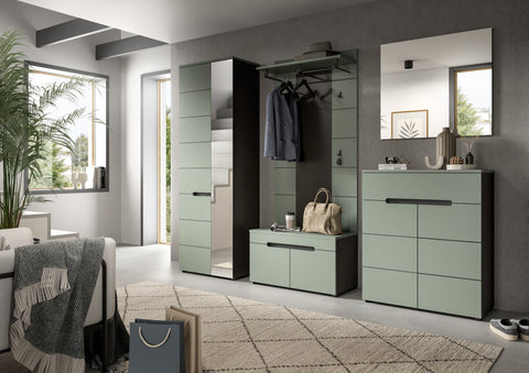 Rootz Wardrobe Combination Set - Hallway Organizer - Entryway Furniture - Easy Installation - 175x190x37 cm - Smoke Green Imitation