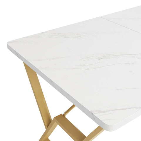 Rootz Modern Dining Table - Marbled Table Top - Stylish Dining Room Table - Easy Assembly - 119cm x 70cm x 75cm