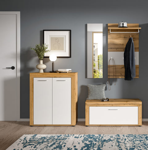 Rootz White Wardrobe Combination - Hallway Set - Entryway Storage - Modern Design - 200x191x35cm