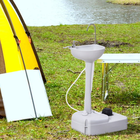 Rootz Portable Outdoor Hand Wash Basin - Mobile Sink - Camping Sink - Integrated Soap Dispenser - 51cm x 33.5cm x 103cm