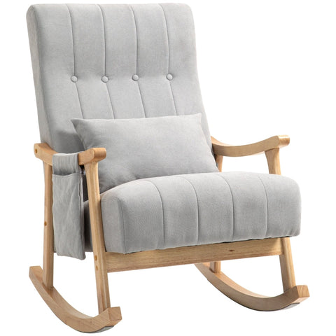 Rootz Rocking Chair - Nursing Chair - Swivel Rocker - Heavenly Soft Seat - Wide and Cozy - Beech Wood Frame - Gray - 65cm x 90cm x 98cm.