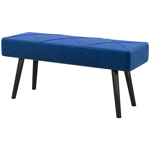 Rootz Upholstered Bench - Velvet Bench - Bedroom Seat - Elegant Design - 100 x 36 x 45 cm - Blue