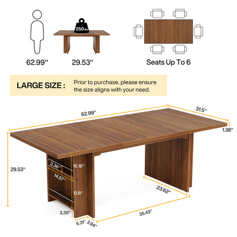 Rootz Rectangular Dining Table - Dinner Table - Dining Desk - Ample Space for Group Gatherings - 80 cm D x 160 cm W x 75 cm H