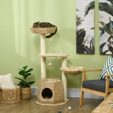 Rootz Cat Tree Climbing Tree - Scratching Board - Cat Play Tower - Reinforced Stability - 50cm x 50cm x 119cm