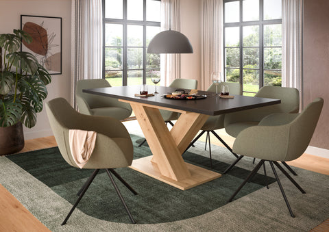 Rootz Extendable Dining Table - Brown & Grey Imitation - Adjustable Dining Table - Space-Saving - 150-190cm x 76cm x 80cm