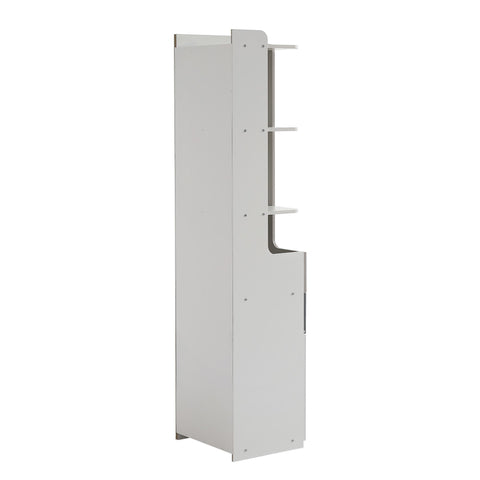 Rootz Tall Bookcase for Teenagers - Storage Shelf - L-Shaped Door - Space-Saving Design - 45x40x184 cm - White