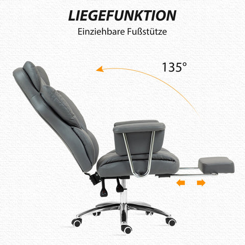 Rootz Ergonomic Office Chair - Swivel Chair - Adjustable Computer Chair - With Footrest & Tilt - 74cm x 65cm x 120-128cm