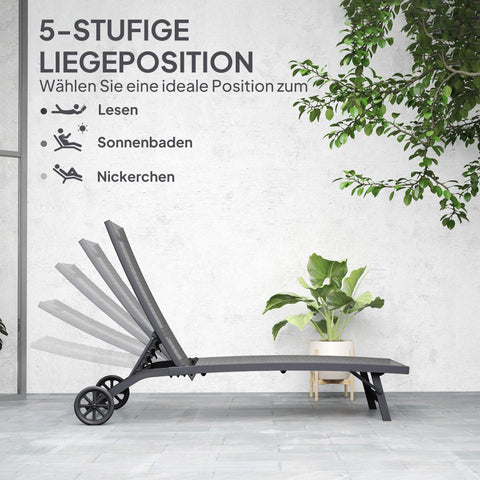 Rootz Sun Lounger - Outdoor Recliner - Adjustable Backrest - Breathable Comfort - 195 x 66 x 34 cm - Grey