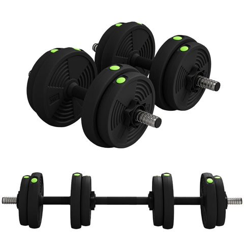 Rootz 15kg 2-in-1 Dumbbell Set - Adjustable Weights - Non-Slip Handles - Plastic Coating - Barbell Conversion - Fitness Equipment - 95cm x 20cm x 20cm