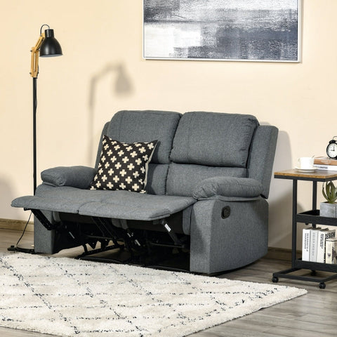 Rootz Dubbele Bank - Ligstoel - Fauteuil - Schuim met hoge dichtheid - Onafhankelijke rugleuningen - Zijbediening - Grijs polyester - L141,5 x B95 x H94,5 cm (zittend) / D157,5 x B141,5 x H75 cm (liggend)