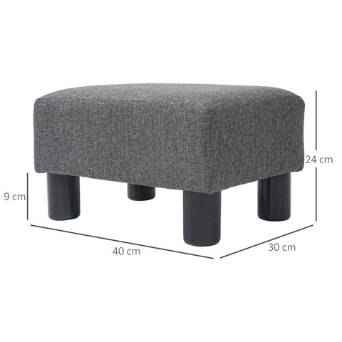 Rootz Foot Stool - Seat Stool - Ottoman - Supports 110 kg - Grey Linen-Like Fabric - 40cm x 24cm