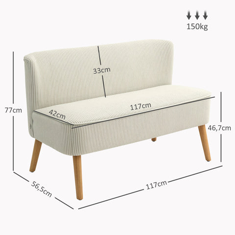 Rootz 2-Seater Sofa - Loveseat - Couch - Soft Padding - Easy-Care Fabric - 117cm x 56.5cm x 77cm