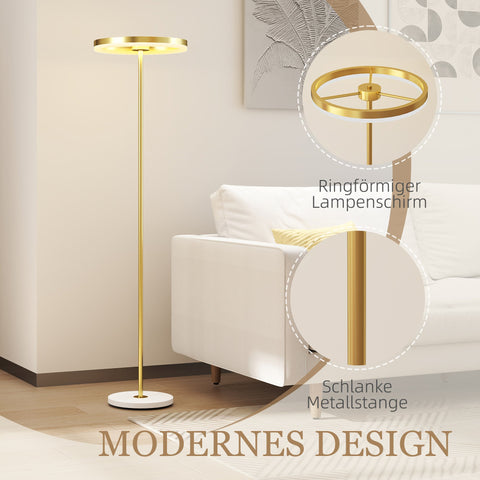 Rootz Floor Lamp - Standing Light - Adjustable Lighting - Dimmable Foot Switch - Metal & Acrylic - 4000K - Gold - 40L x 157.5H cm