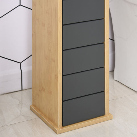 Rootz Bathroom Cabinet - Storage Cabinet - Toilet Paper Holder - Durable Bamboo MDF - Adjustable Shelf - 18x18x75 cm