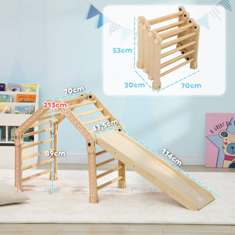 Rootz 3-in-1 Indoor Climbing Frame - Montessori Play Set - Foldable Climbing Triangle - Promotes Motor Skills - 175cm x 70cm x 89cm