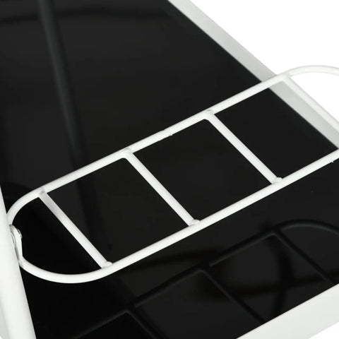 Rootz Outdoor Serving Trolley - Garden Cart - 2 Tier Wine Rack - Steel Frame - Tempered Glass - Black + White - 86.5 x 51 x 78 cm