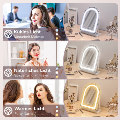 Rootz Cosmetic Mirror with LED Lighting - Vanity Mirror - Makeup Mirror - Rotatable, Touch Control, 33cm x 12cm x 44.5cm