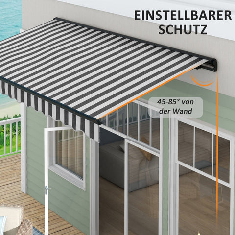 Rootz Sun Awning - Retractable Canopy - Outdoor Shade - Weather Resistant - Easy Installation - UV Protection - 350L x 250W cm - Aluminum & Polyester
