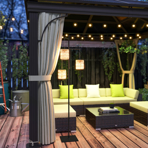 Rootz Solar Floor Lamp - Rattan Solar Lamps - Boho-Style Lights - Auto On/Off - IP44 Waterproof - 45x45x178cm