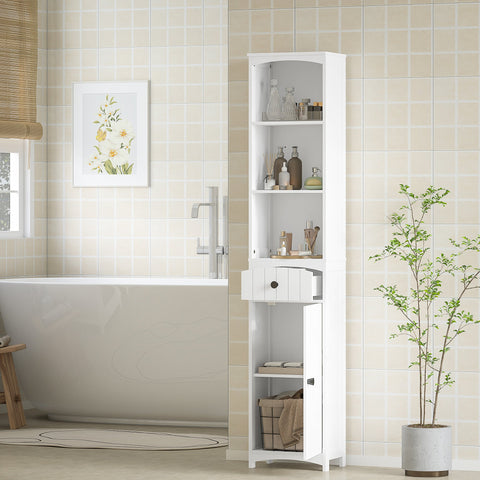 Rootz Bathroom Cabinet with Shelves - Storage Unit - Organizer - Easy Clean, 34cm x 24cm x 170.5cm