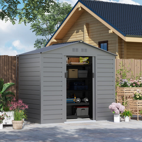 Rootz Garden Tool Shed - Steel Storage - Lockable Storage - Waterproof & Ventilated - 213cm x 131cm x 192cm