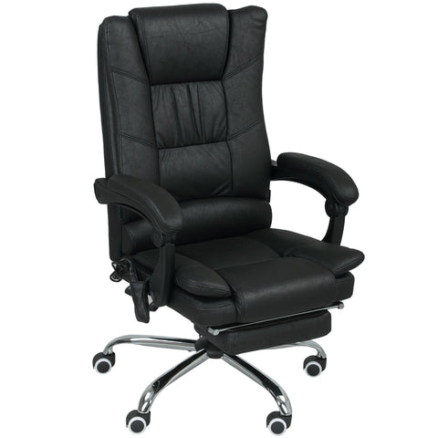 Rootz Massage Office Chair - Executive Chair - Ergonomic Seats - Massage Function - Black - Includes Footrest - Adjustable Height - 64cm x 70cm x 118cm