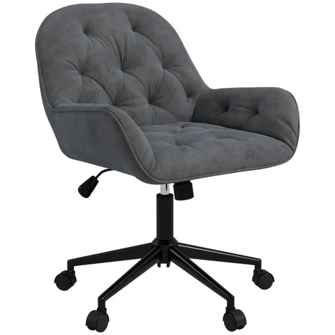 Rootz Office Chair - Desk Chair - Computer Chair - Height Adjustable - Velvety Polyester - Velvet Look - Gray - 60W x 61D x 81-91H cm