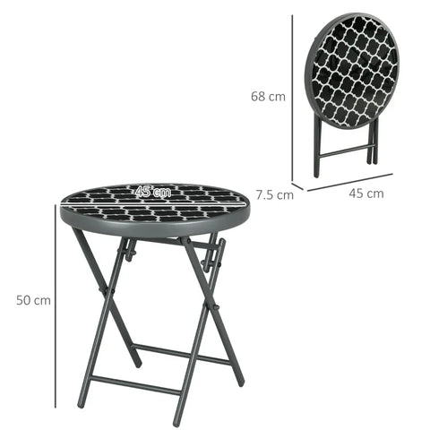 Rootz Garden Table - Folding Table - Garden Folding Table - Round - Weatherproof - Foldable - Black - Ø45 x 50 cm