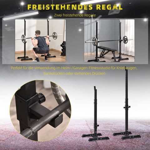 Rootz Dumbbell Stand Set - Barbell Shelf - Weight Rack - Resilient Steel - 52 x 48 x 160 cm - Adjustable Height & Rubber Foot Caps