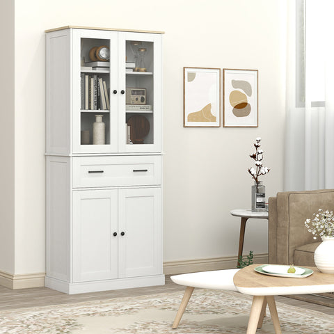 Rootz Kitchen Cabinet - Buffet - Acrylic Front Drawers - Extra Storage - 76 x 40 x 182.5 cm White