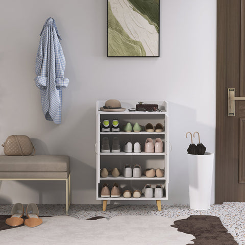 Rootz Shoe Cabinet - Shoe Rack - Shoe Chest - Modern Design, Space-Saving - 60cm x 30cm x 92cm - White