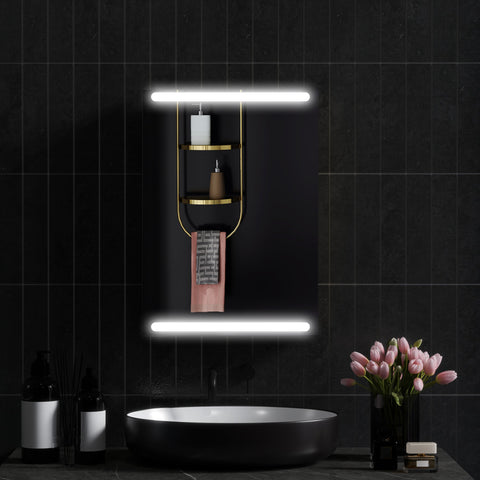 Rootz LED Mirror Cabinet - Bathroom Cabinet - Wall Mounted Storage - Adjustable Glass Shelves - 50x12.5x70cm