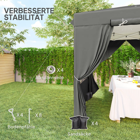 Rootz Pop Up Gazebo - Garden Tent - Outdoor Pavilion - UPF50+ UV Protection - Dark Grey - 250L x 250W x 268H cm