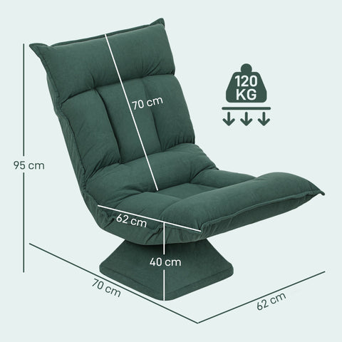 Rootz Floor Armchair - Adjustable Lounge Chair - Rotatable Recliner - Velvet Comfort - 62cm x 70cm x 95cm