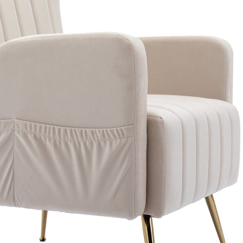 Rootz Elegant Velvet Armchair - Accent Chair - Gold Legs - Superior Comfort - 69cm x 72cm x 90cm - Timeless Design