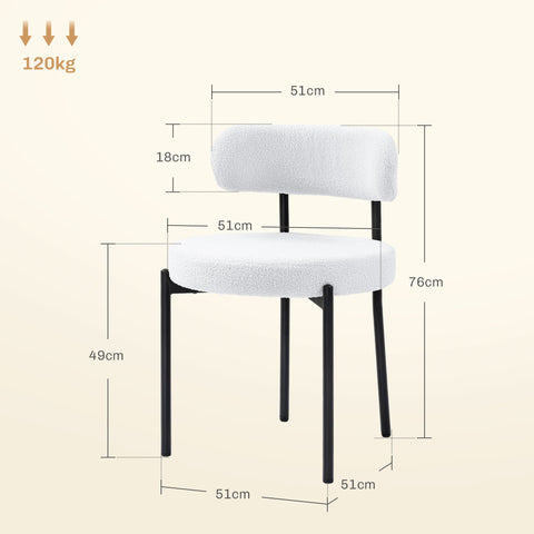 Rootz 2 Set Dining Chairs - Kitchen Chairs - Upholstered Seats - Comfort & Style - 51cm x 51cm x 76cm - White