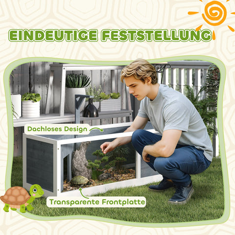 Rootz Turtle House - Reptile Enclosure - Terrarium - Easy Access - 120cm x 50cm x 40cm