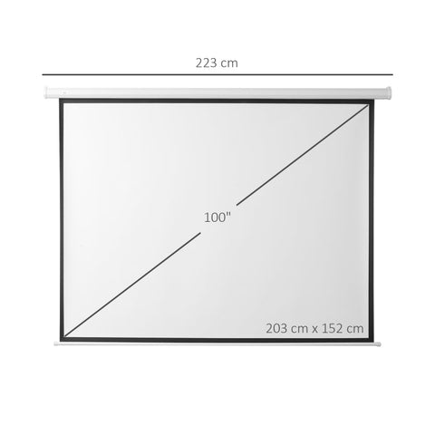 Rootz Motorized Projector Screen - Home Theater Screen - Cinema Display - Durable Fabric - 203cm x 152cm - Electric Remote Control
