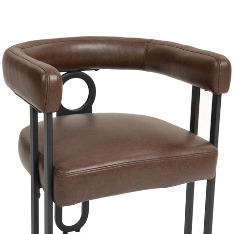 Rootz Set of 2 PU Leather Dining Chairs - Round Back - Modern Stylish - Luxurious Comfort - 60cm x 47cm x 72cm