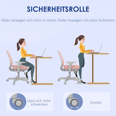 Rootz Ergonomic Desk Chair - Rotatable - Height Adjustable - Comfort - 55 x 48 x 82.5-94.5 cm - Pink