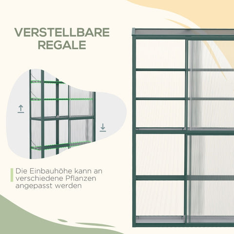 Rootz Greenhouse - Plant Shelter - Garden Conservatory - Two Sliding Doors - Adjustable Shelves - Translucent - Aluminum Frame - 100 x 33 x 171 cm