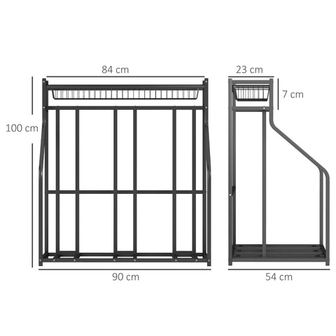 Rootz 3-Wheel Bike Rack - Bicycle Stand - Parking Rack - Space Optimization - 90cm x 54cm x 100cm - Black Steel Durable Surface