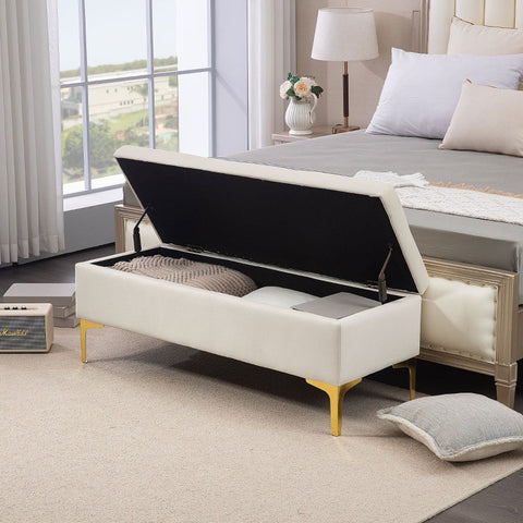 Rootz Upholstered Storage Bench - Bed Bench - Window Bench - Velvet-like Finish - 120cm x 44cm x 44.5cm
