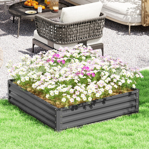 Rootz Garden Bed Planter Box - Planting Box - Steel Housing - Space-Saving - 120 x 120 x 30 cm
