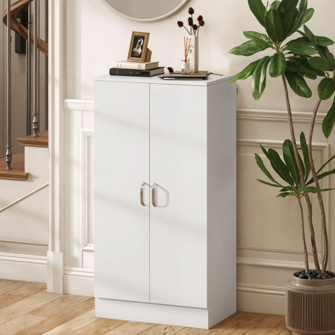 Rootz Shoe Cabinet - Footwear Organizer - Shoe Storage Unit - Soft-Close Hinges - 55 x 35 x 108 cm - Stores 14 Pairs - White