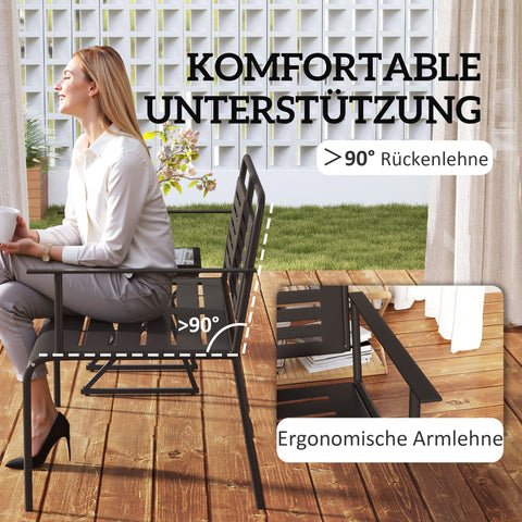 Rootz 2-Seater Garden Bench - Weatherproof Furniture - Water-Repellent Outdoor Bench - Comfort Seating - 121 x 64 x 84cm, Black