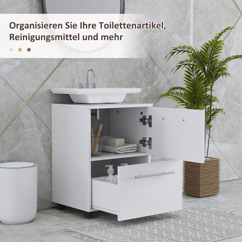 Rootz Bathroom Cabinet - Wash Basin Chest - Drawer Storage - Space Saving - 41.5 x 35.5 x 59 cm