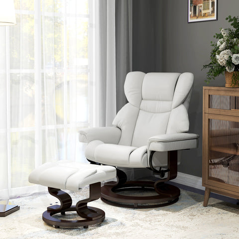 Rootz Relaxation Chair with Footstool - Recliner - Massage Chair - Faux Leather - 79 x 82 x 101 cm - Comfortable Reclining & 360° Rotation