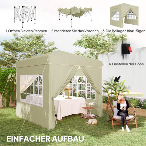 Rootz Pop Up Gazebo Tent - Garden Pavilion - Foldable Canopy - UPF50+ UV Protection - 248L x 248W x 270H cm - Green